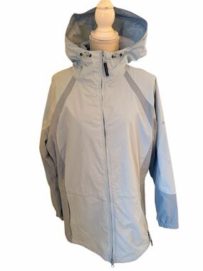 Columbia Light Blue Hooded Rain Jacket  XL